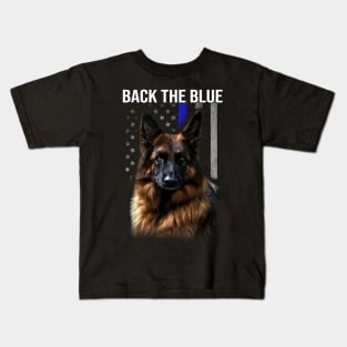 German Shepherd Back The Blue Kids T-Shirt